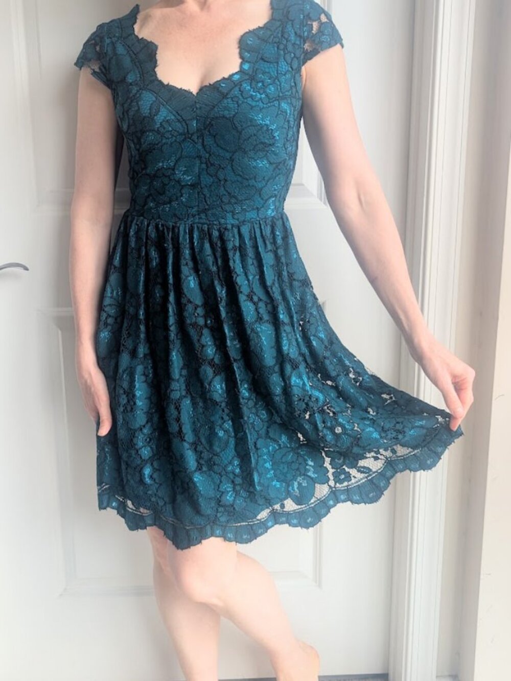 Betsey Johnson. Teal Lace Cocktail / Holiday Dress